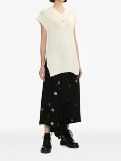 Knitwear>Y'S Distressed V-neck Sleeveless Sweater