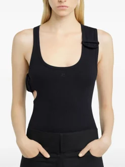 Tops>COURRÈGES Double Buckle 90'S Rib Tank Top