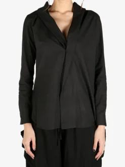 Shirts>YOHJI YAMAMOTO Draped Detail Hood Shirt