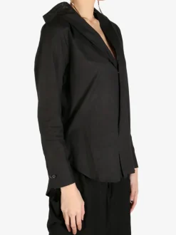 Shirts>YOHJI YAMAMOTO Draped Detail Hood Shirt