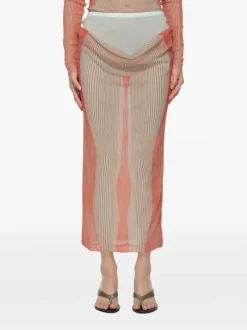 Skirts>JEAN PAUL GAULTIER Draped Pinstripe Body Morphing Long Skirt
