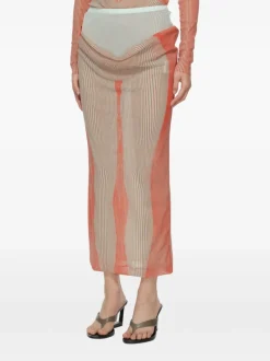 Skirts>JEAN PAUL GAULTIER Draped Pinstripe Body Morphing Long Skirt