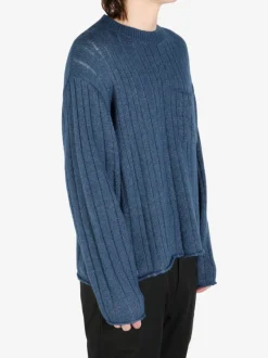 Sweats & Hoodies>THE ELDER STATESMAN Drop Needle Pocket Racing Crew Sweatshirt