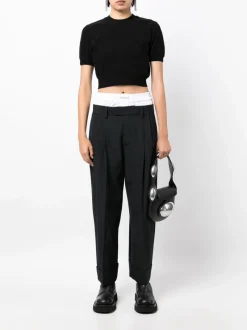 T-shirts>ALEXANDER WANG Embossed Logo Ribbed Short Sleeve Tee