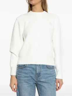 Sweats & Hoodies>alexanderwang.t Embroidered Logo Relaxed Crewneck Pullover