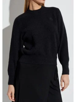 Sweats & Hoodies>alexanderwang.t Embroidered Logo Relaxed Crewneck Pullover