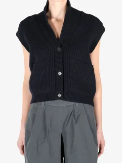 Jackets & Coats>MARGARET HOWELL English Rib Shawl Collar Waistcoat