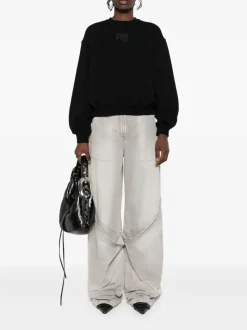 Sweats & Hoodies>alexanderwang.t Essential Terry Crew Sweatshirt W/Puff Paint Logo