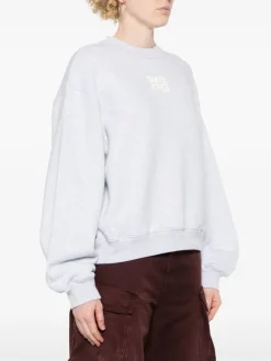 Sweats & Hoodies>alexanderwang.t Essential Terry Crew Sweatshirt W/ Puff Paint Logo