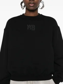 Sweats & Hoodies>alexanderwang.t Essential Terry Crew Sweatshirt W/Puff Paint Logo