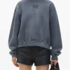 Sweats & Hoodies>alexanderwang.t Essential Terry Crew W/ Puff Paint Logo Sweatshirt