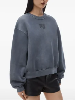 Sweats & Hoodies>alexanderwang.t Essential Terry Crew W/ Puff Paint Logo Sweatshirt