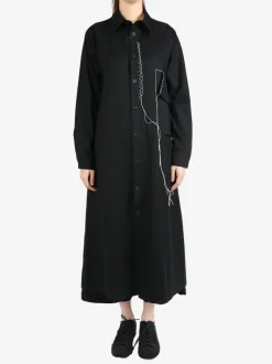 Dresses>Y'S Flannel Hand Stitched Shirt Dress