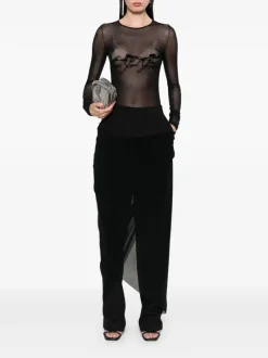 Tops>JEAN PAUL GAULTIER Flock "Tattoo Ruban" Mesh Long Sleeved Top