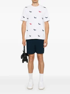 Shorts>THOM BROWNE Full Needle Stitch Tennis W/ RWB Stripe Shorts