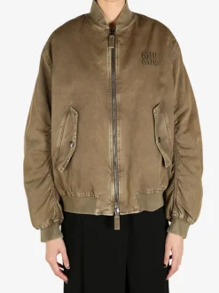 Jackets & Coats>MIU MIU Gabardine Bomber Jacket