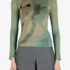 Tops>SIMONE ROCHA Genieve Figgis Print Fitted Ballet Mesh Top