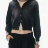 Sweats & Hoodies>alexanderwang.t Graphic Shrunk Cardigan Hoodie