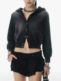 Sweats & Hoodies>alexanderwang.t Graphic Shrunk Cardigan Hoodie