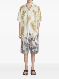 Shirts>DRIES VAN NOTEN Hand Printed Silk Shirt