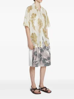 Shirts>DRIES VAN NOTEN Hand Printed Silk Shirt