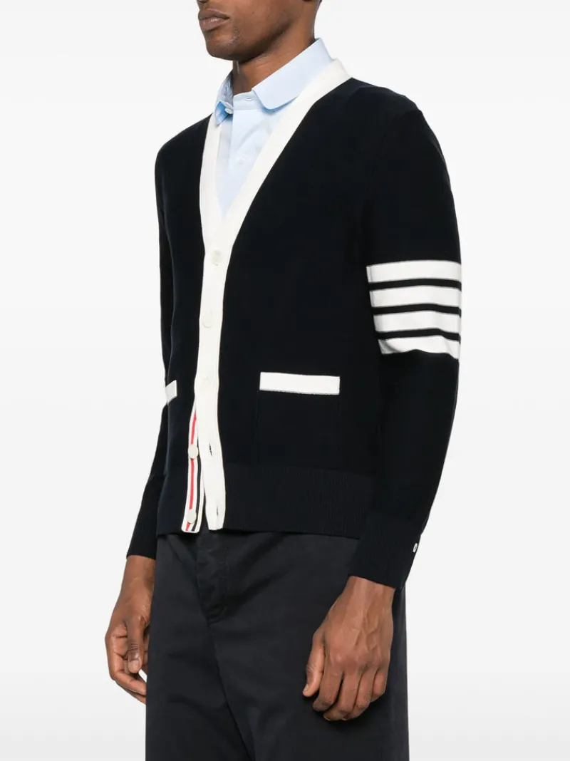 Knitwear>THOM BROWNE Hector Reversed Jersey Intarsia Cardigan