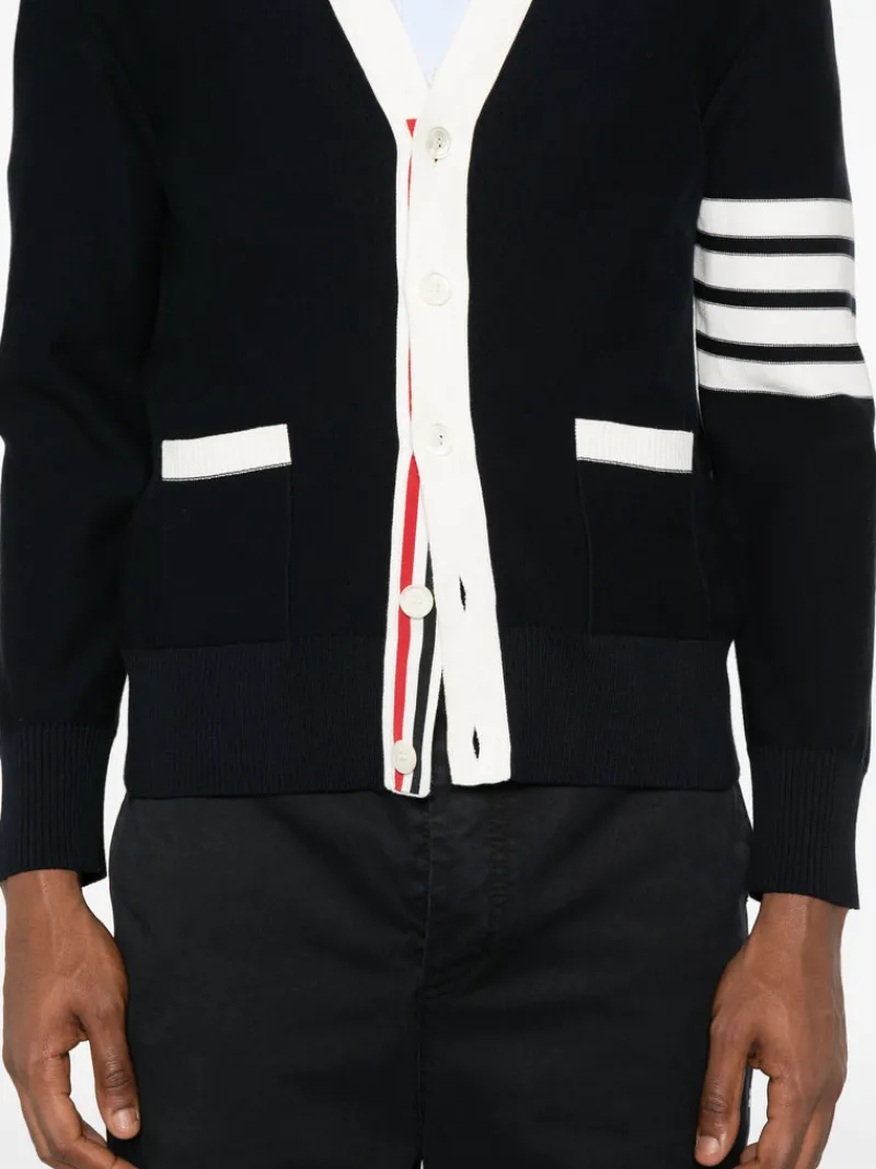 Knitwear>THOM BROWNE Hector Reversed Jersey Intarsia Cardigan