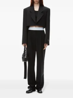 Pants>ALEXANDER WANG High Waisted Pleated Pant With Logo Elastic