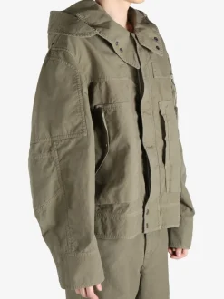 Jackets & Coats>DRIES VAN NOTEN Hooded Army Zip-Up Jacket