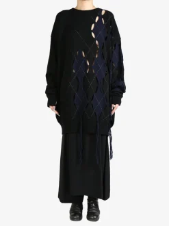 Knitwear>Y'S Irregular Argyle Big Knitwear