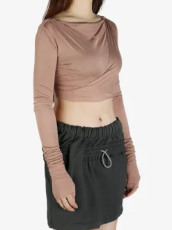 Tops>RICK OWENS LILIES Jade LS Crop Top