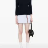 Knitwear>THOM BROWNE Jersey Stitch 3/4 Sleeve Crew Neck Pullover W/4 Bar Intarsia