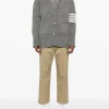 Knitwear>THOM BROWNE Jersey Stitch Exaggerated Fit V Neck Cardigan