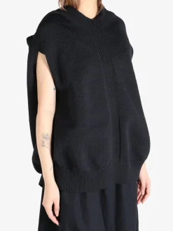 Knitwear>COMME DES GARCONS Knitted Loose Fit Sleeveless Hoodie