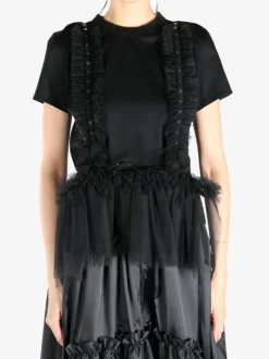 T-shirts>COMME DES GARCONS NOIR Lace Trimmed Short Sleeve T-Shirt