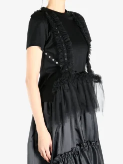 T-shirts>COMME DES GARCONS NOIR Lace Trimmed Short Sleeve T-Shirt