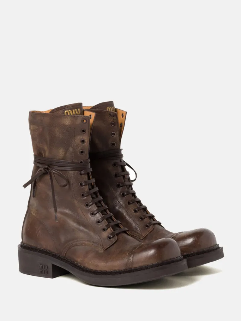 Boots>MIU MIU Laceup Ankle Boots
