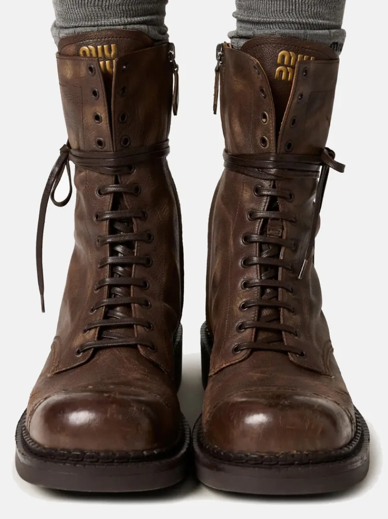 Boots>MIU MIU Laceup Ankle Boots
