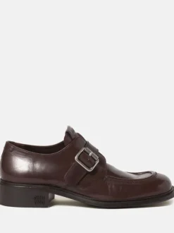 Loafers & Mules>MIU MIU Leather Brogue Shoes