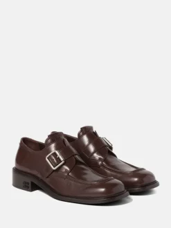 Loafers & Mules>MIU MIU Leather Brogue Shoes