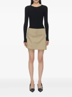 Knitwear>COURRÈGES Lingerie Strap Rib Knit Sweater