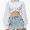 Shirts>ALEXANDER WANG Logo Elastic Cropped Shirt