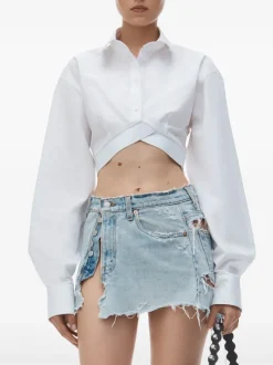 Shirts>ALEXANDER WANG Logo Elastic Cropped Shirt