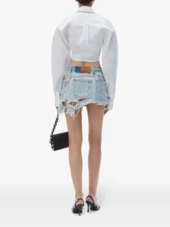 Shirts>ALEXANDER WANG Logo Elastic Cropped Shirt