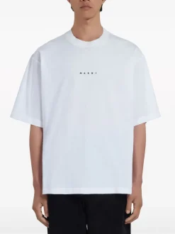 T-shirts>MARNI Logo Organic Jersey T-Shirt