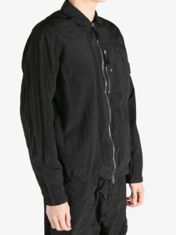 Jackets & Coats>STONE ISLAND Logo Patch Crinkle Finish Overshirt