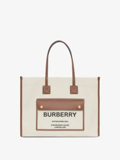 Bags>BURBERRY Medium Two-Tone Canvas & Leather Freya Bag