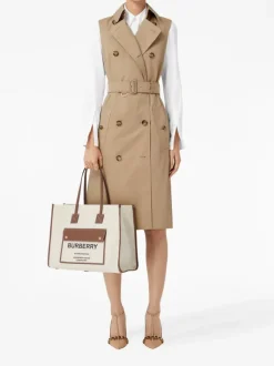 Bags>BURBERRY Medium Two-Tone Canvas & Leather Freya Bag
