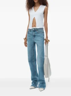 Jeans>ALEXANDER WANG Mid Rise Relaxed Straight Pointelle Undie