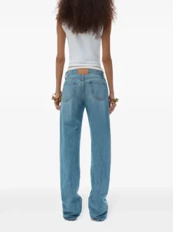 Jeans>ALEXANDER WANG Mid Rise Relaxed Straight Pointelle Undie